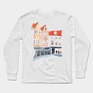 Two old houses in the of street of Bruges, Belgium. Long Sleeve T-Shirt